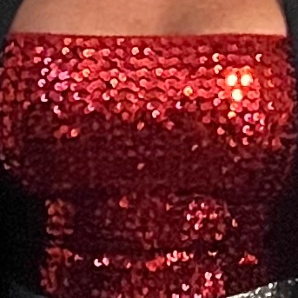 Red sequin tube top